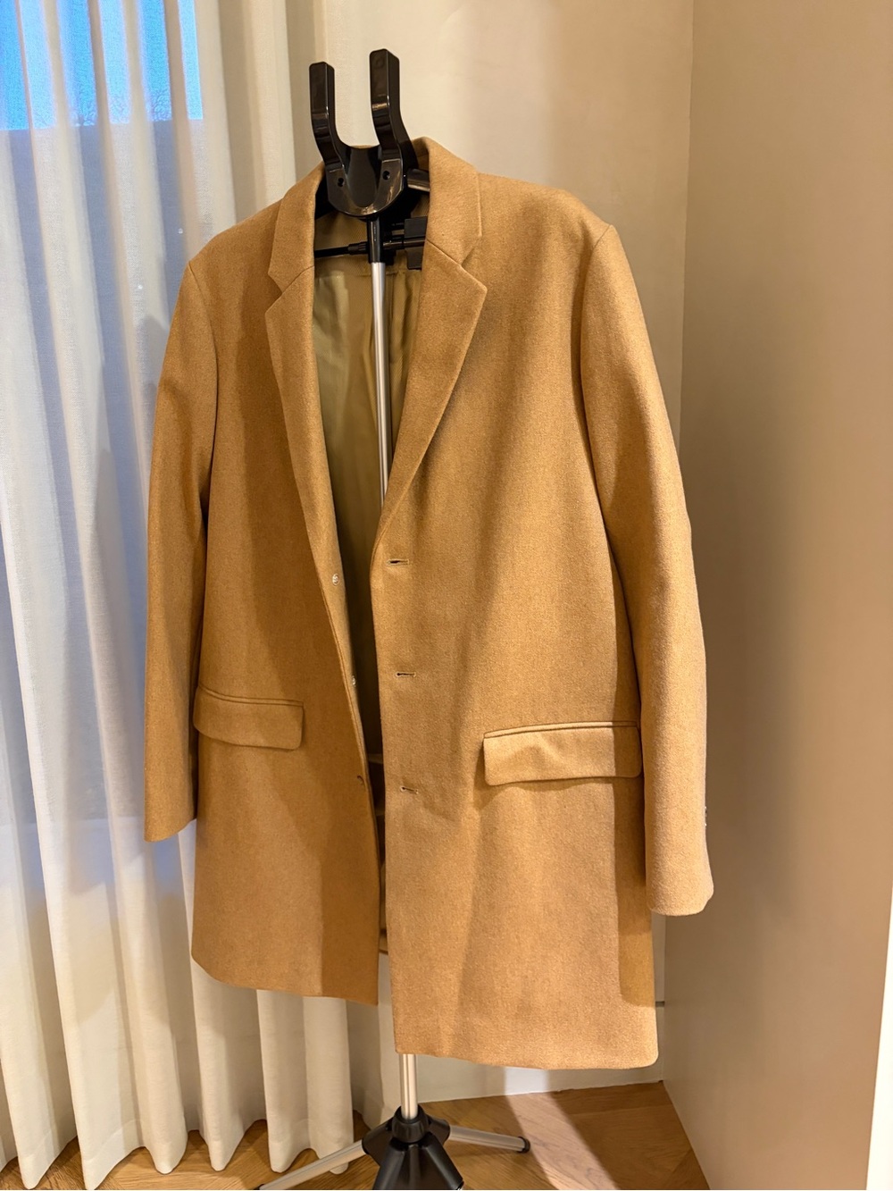 A.P.C. Men's Camel Single-Breasted Pea Coat
